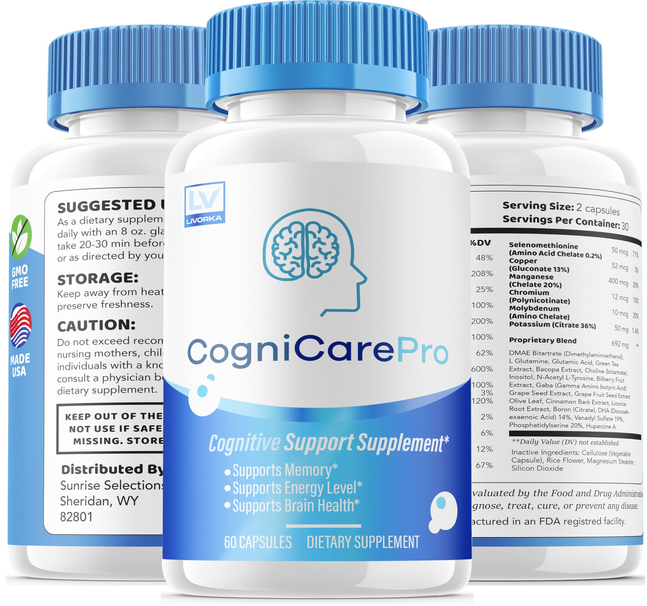 LIVORKA Cognicare Pro, botella en estantería para rutina diaria conveniente
