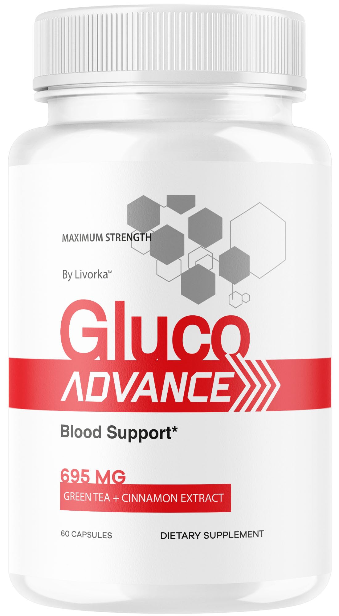LIVORKA Gluco Advance, frasco de cápsulas para bienestar diario.