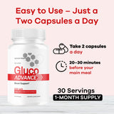 Presentación de caja de LIVORKA Gluco Advance para fácil almacenamiento.