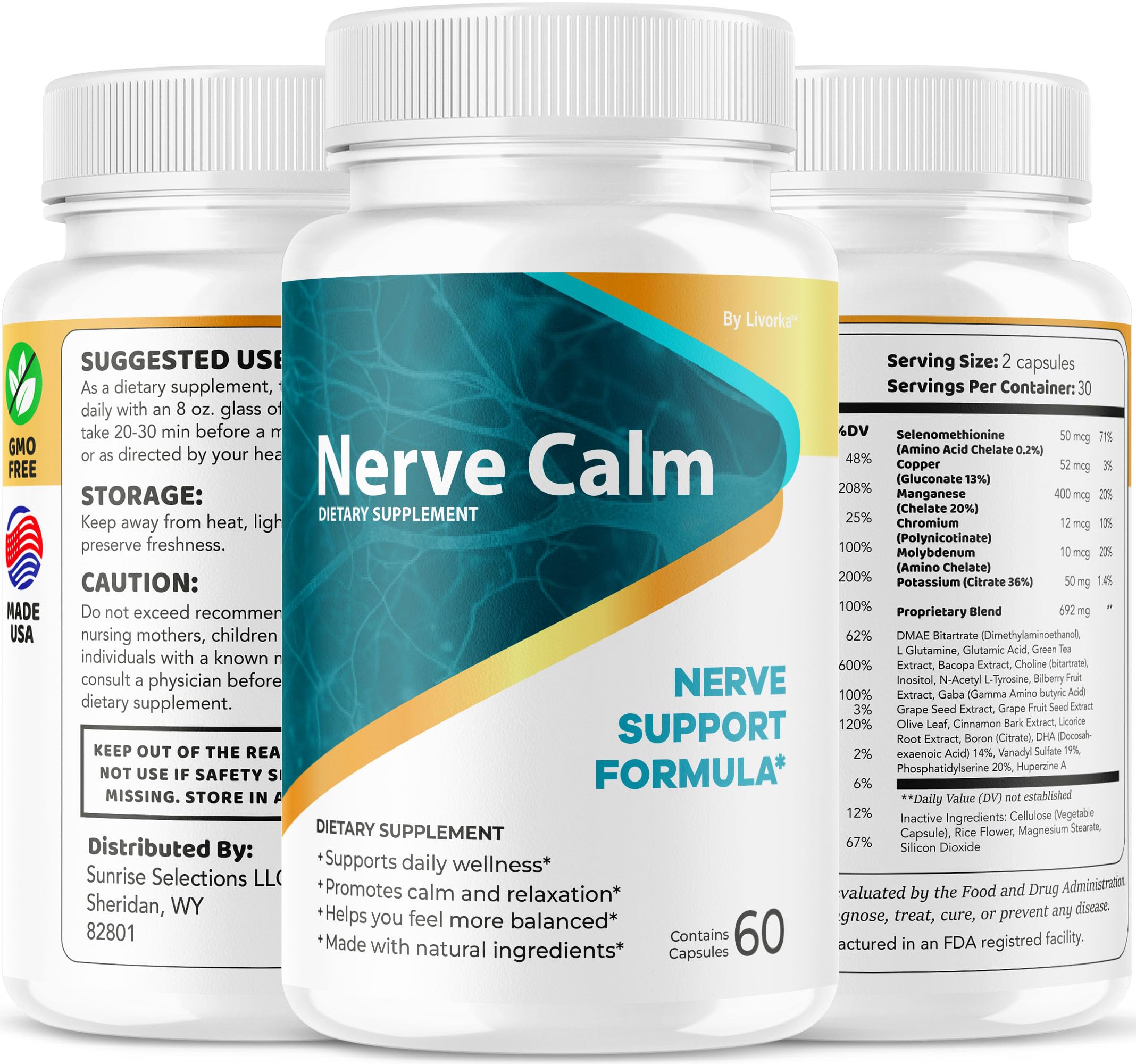 Envase práctico de LIVORKA Nerve Calm para rutinas