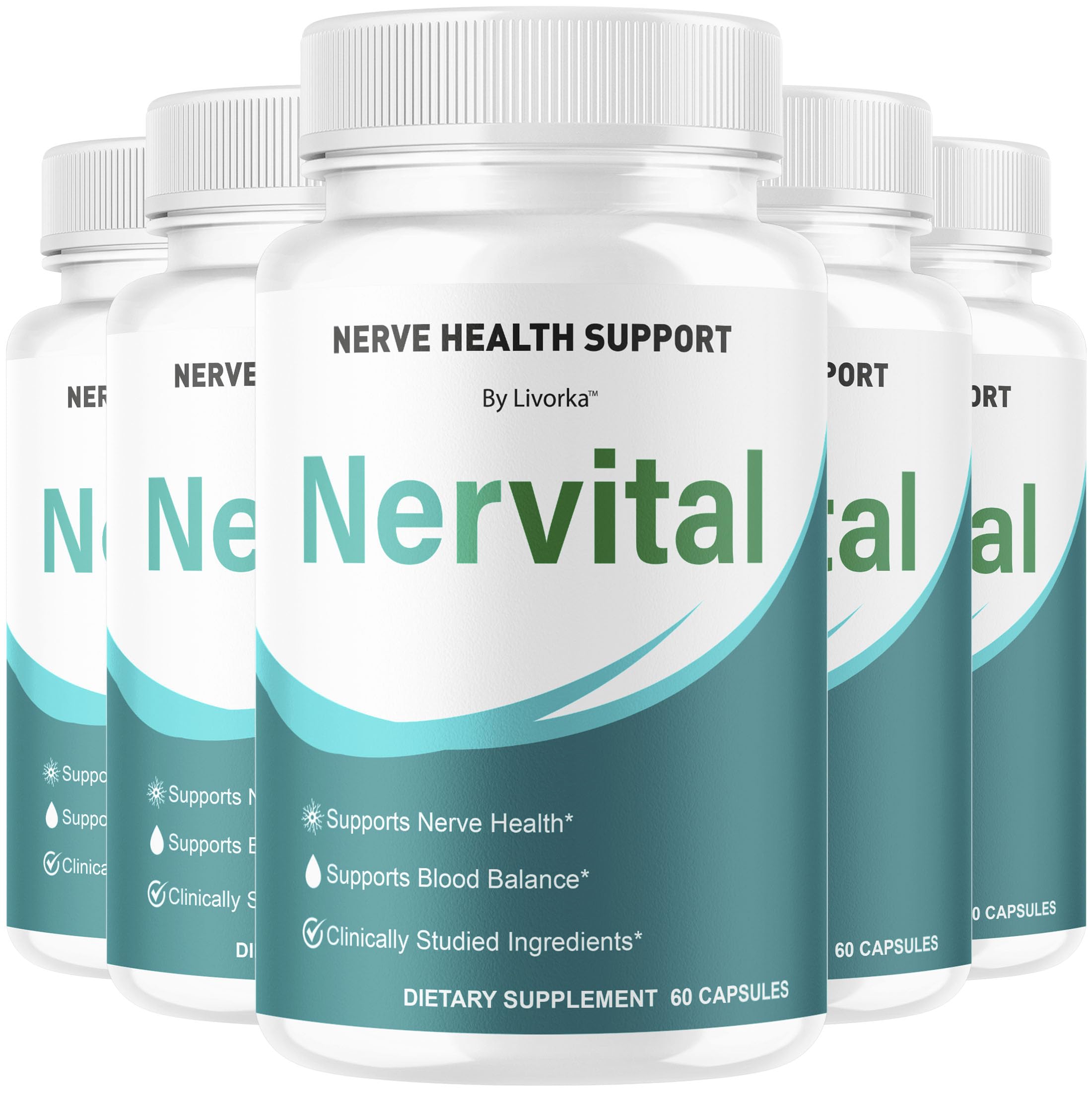 LIVORKA Nervital, botella frontal, apoyo nervioso para la vida diaria.
