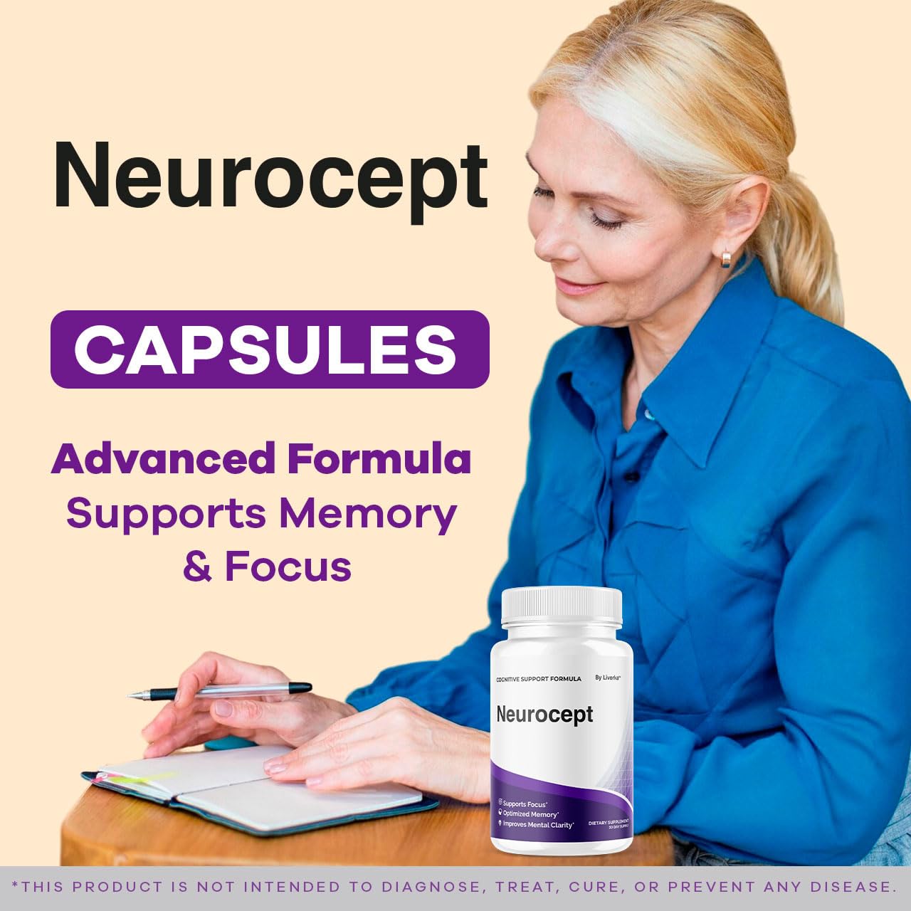 LIVORKA Neurocept: botella de 60 cápsulas para claridad mental.