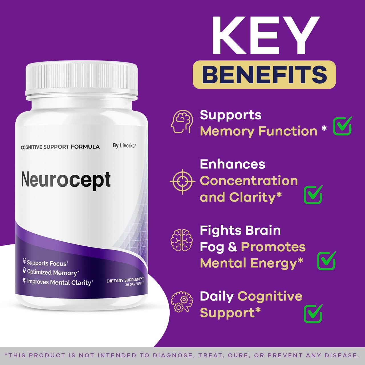 LIVORKA Neurocept botella frontal con etiqueta clara y diseño práctico.