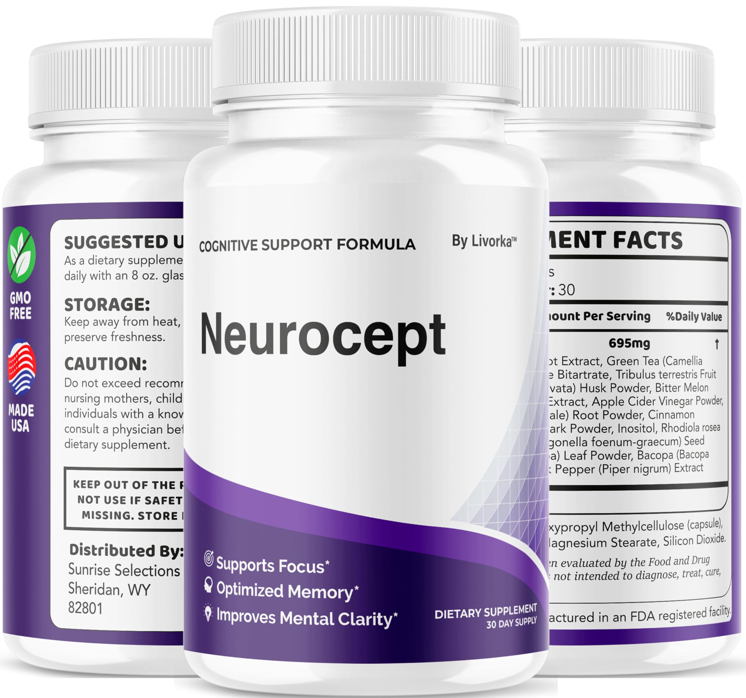Presentación de Neurocept 120 cápsulas, ideal para dos meses.