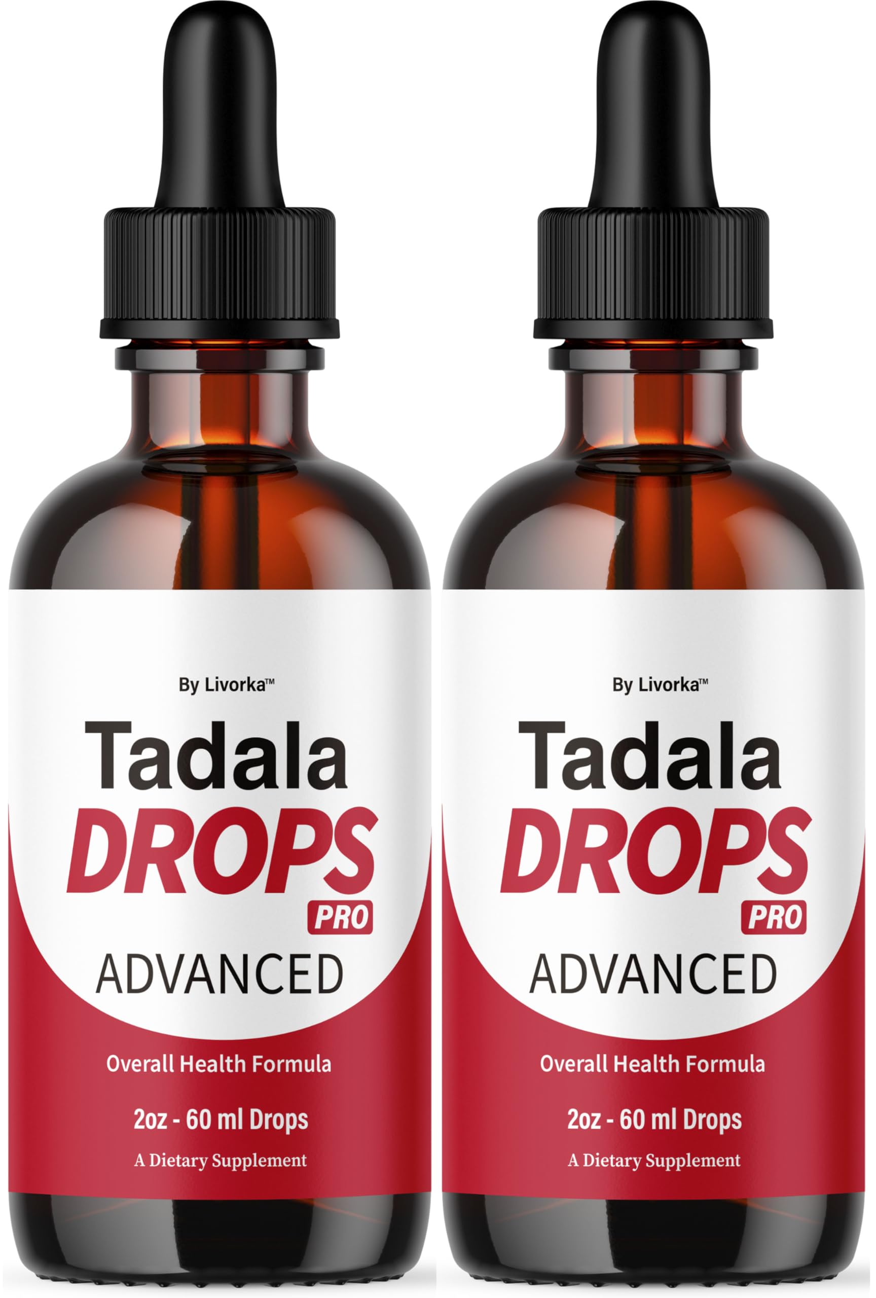 Livorka Tadala Drops Pro, vista frontal de botella para uso diario.