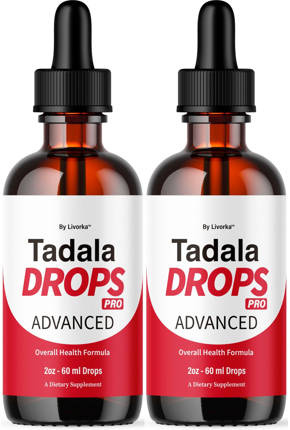 Livorka Tadala Drops Pro, vista frontal de botella para uso diario.