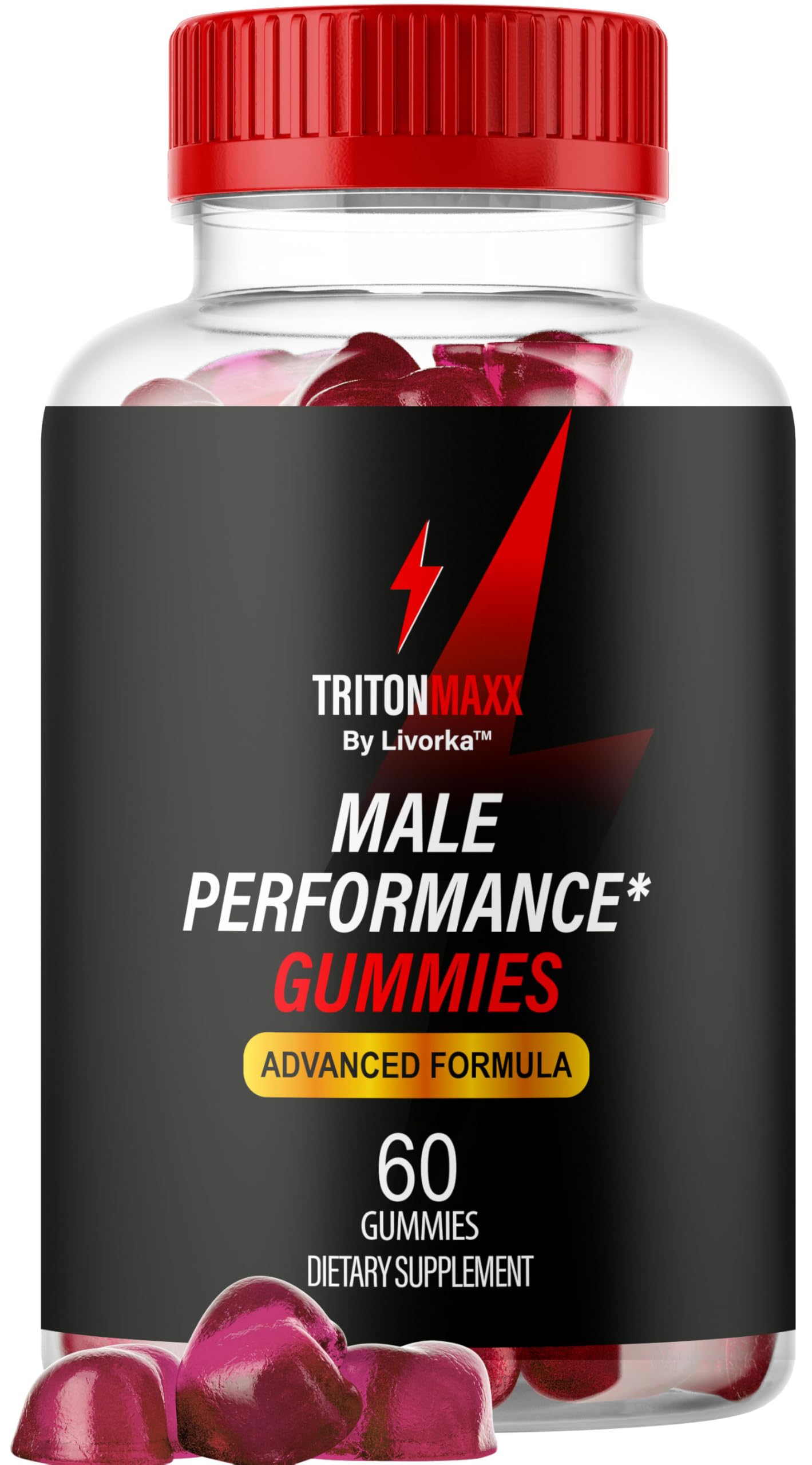 Livorka TritonMaxx Gomitas, botella visible, promesa de energía sostenida para el día