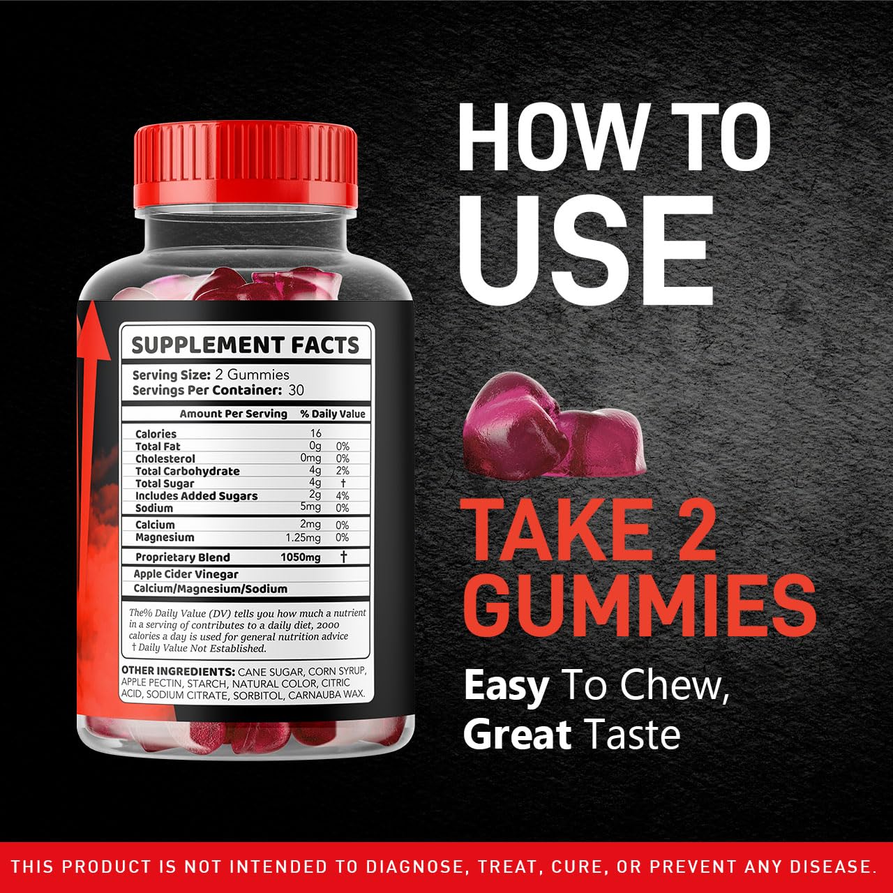 Etiqueta de VigorBoostGummies mostrando ingredientes naturales sin aditivos.