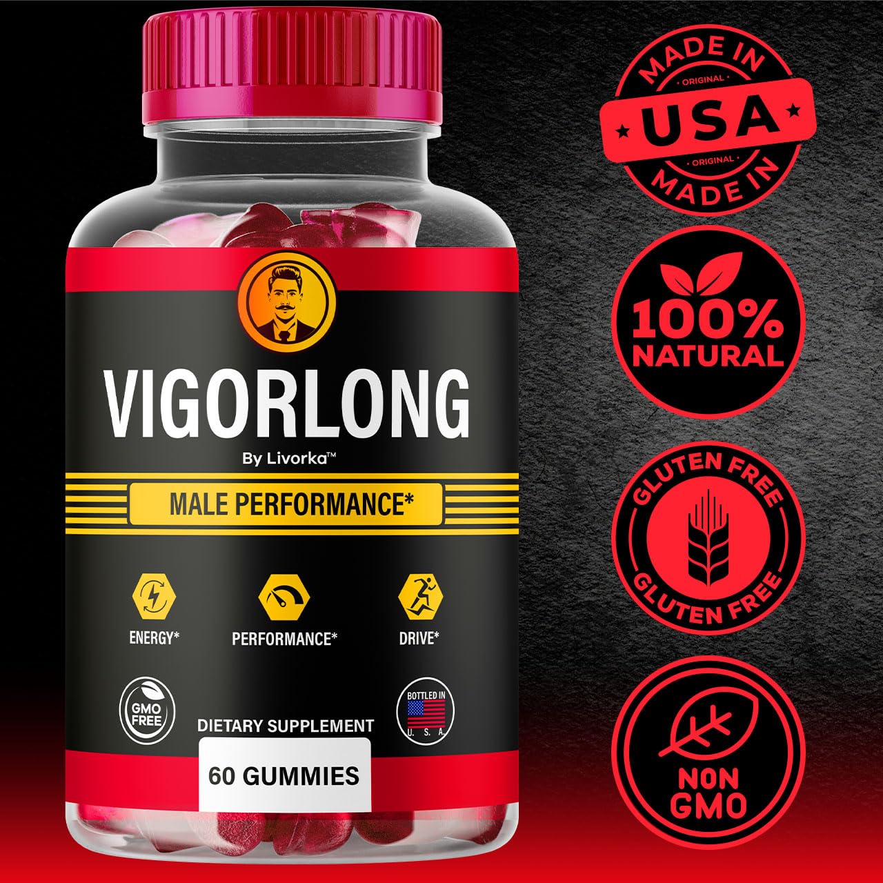 LIVORKA Vigorlong gomitas textura dulce para snack saludable.