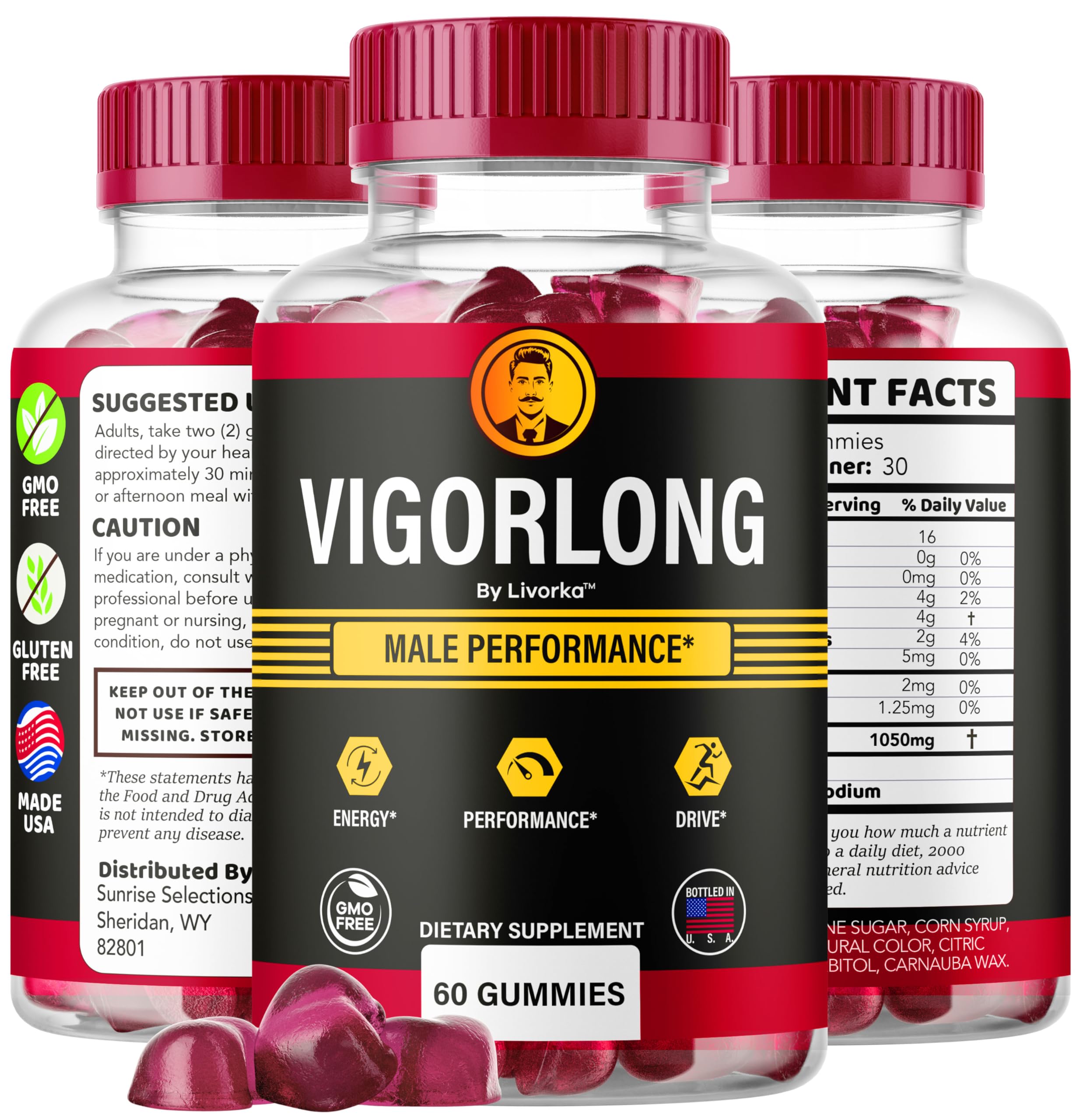 LIVORKA Vigorlong gomitas uso diario para estilo de vida activo.