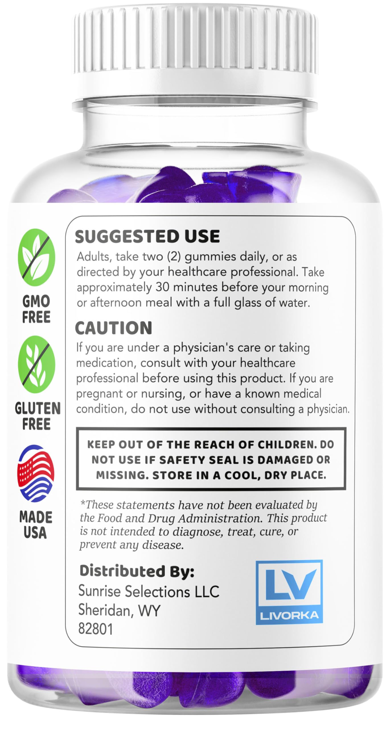 LIVORKA Vital Boost XL envase transparente destaca ingredientes naturales.