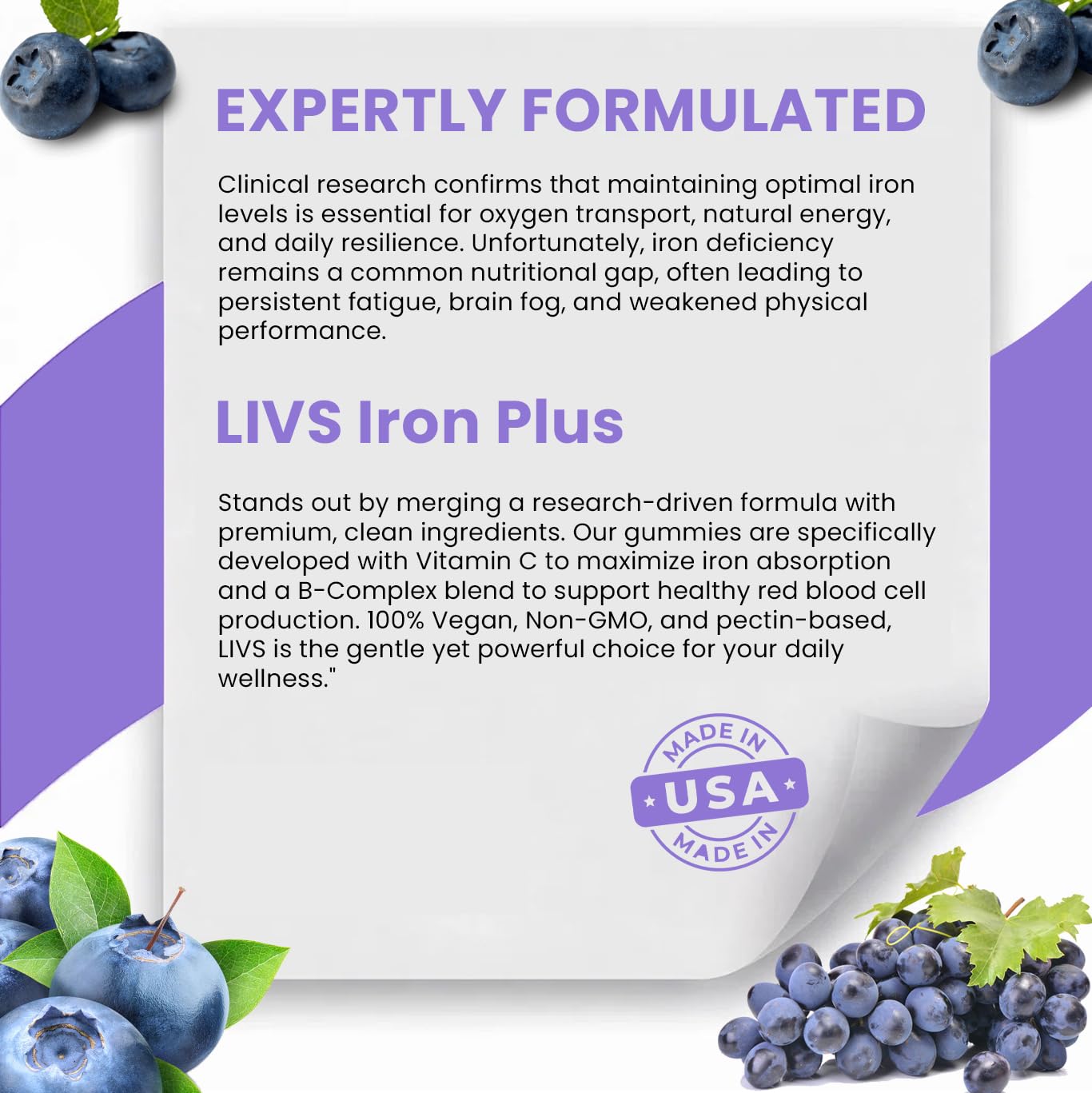 LIVS Gomitas de Hierro Plus: envase sostenible y control de calidad