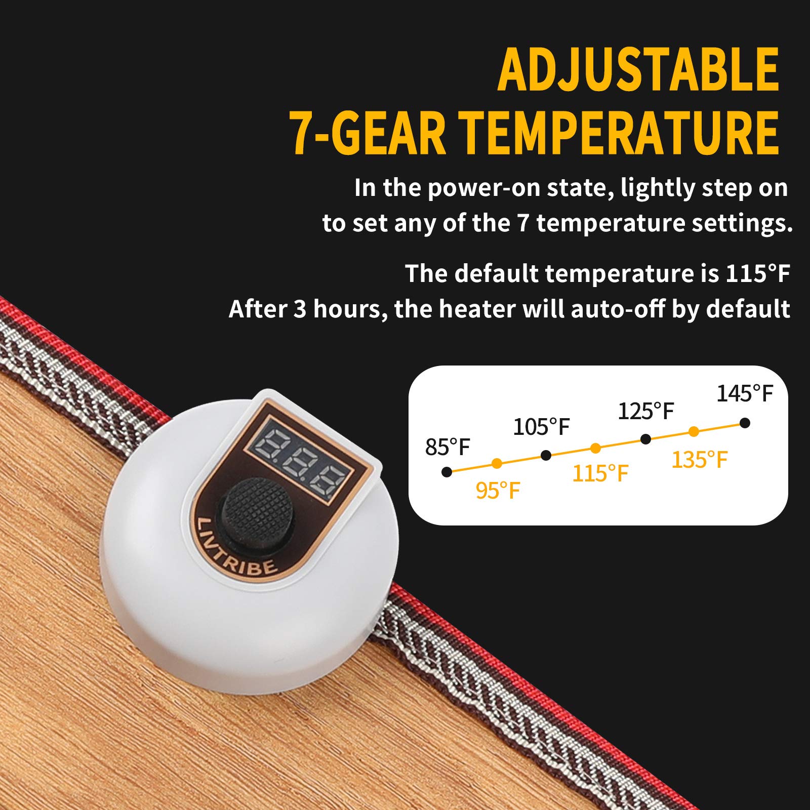 Livtribe carbono cristal calefacción eficiente para pies cálidos sin ruido.