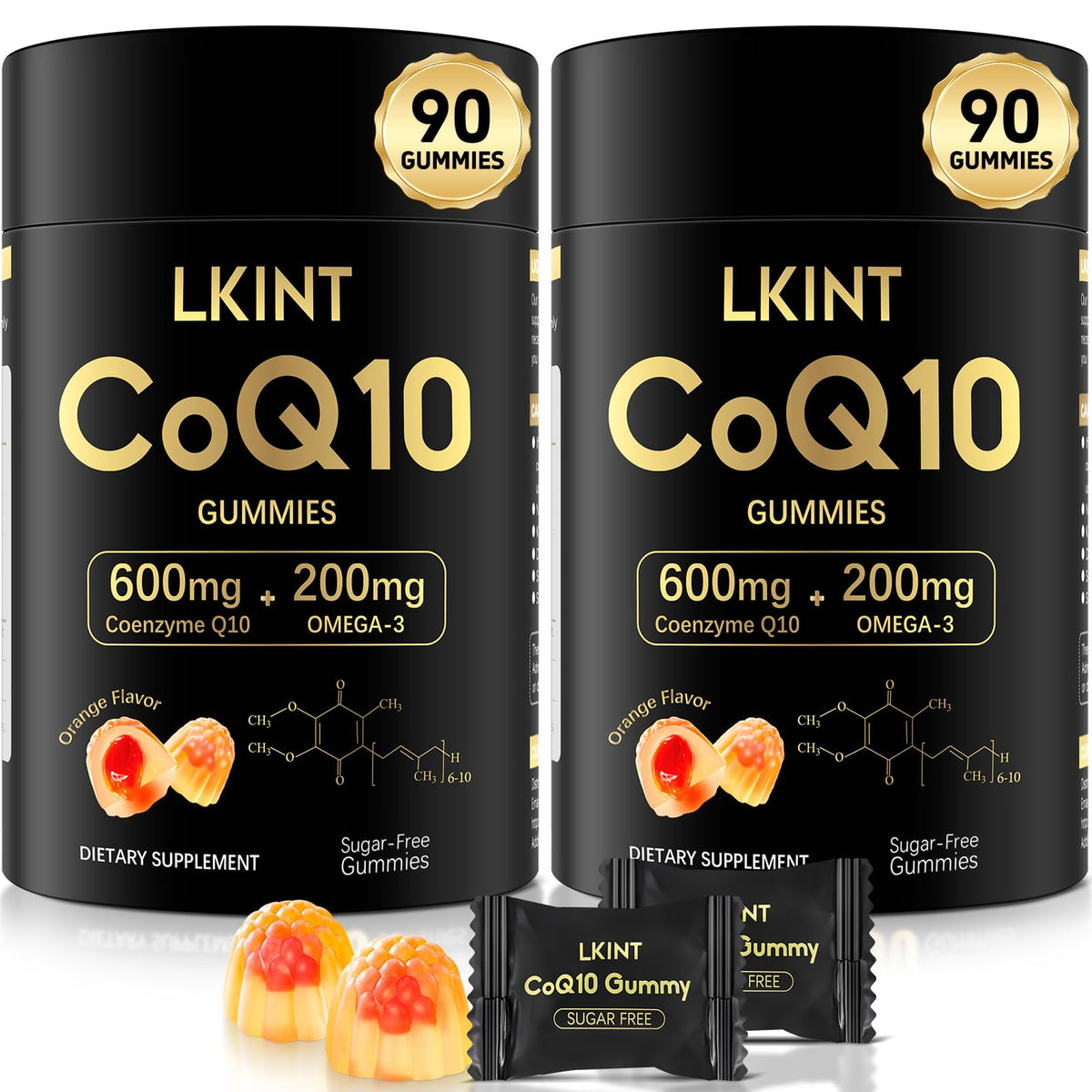 LKINT CoQ10 gominolas 600 mg sabor naranja para energía diaria sin azúcar