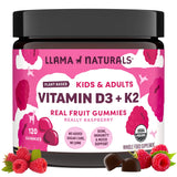 Gomitas Llama Naturals D3 K2 sabor frambuesa, apoyo diario para huesos.