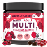 Gomitas multivitamínicas de Llama Naturals con fruta real para apoyo diario de energía.