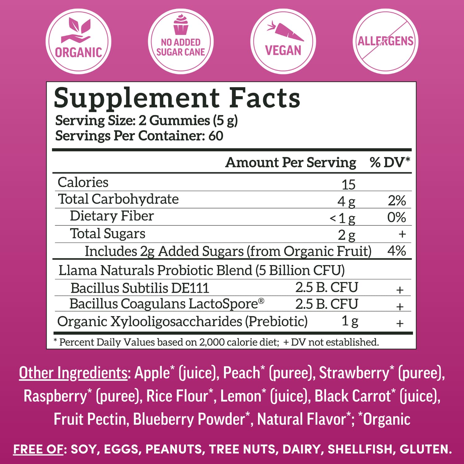 Gomitas veganas de Llama Naturals con sabor a frutos rojos