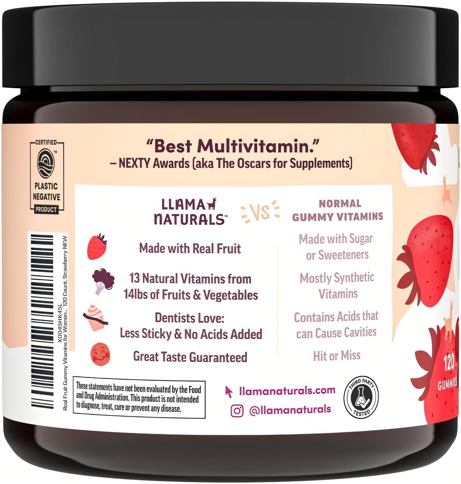 Llama Naturals ingredientes-organicos-fruta: vitaminas de origen vegetal y orgánico