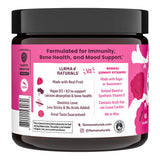Llama Naturals ingredientes veganos en gomitas D3 K2 para uso diario.