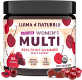 Llama Naturals multivitamínico para mujeres, gominolas de fruta real para energía diaria.