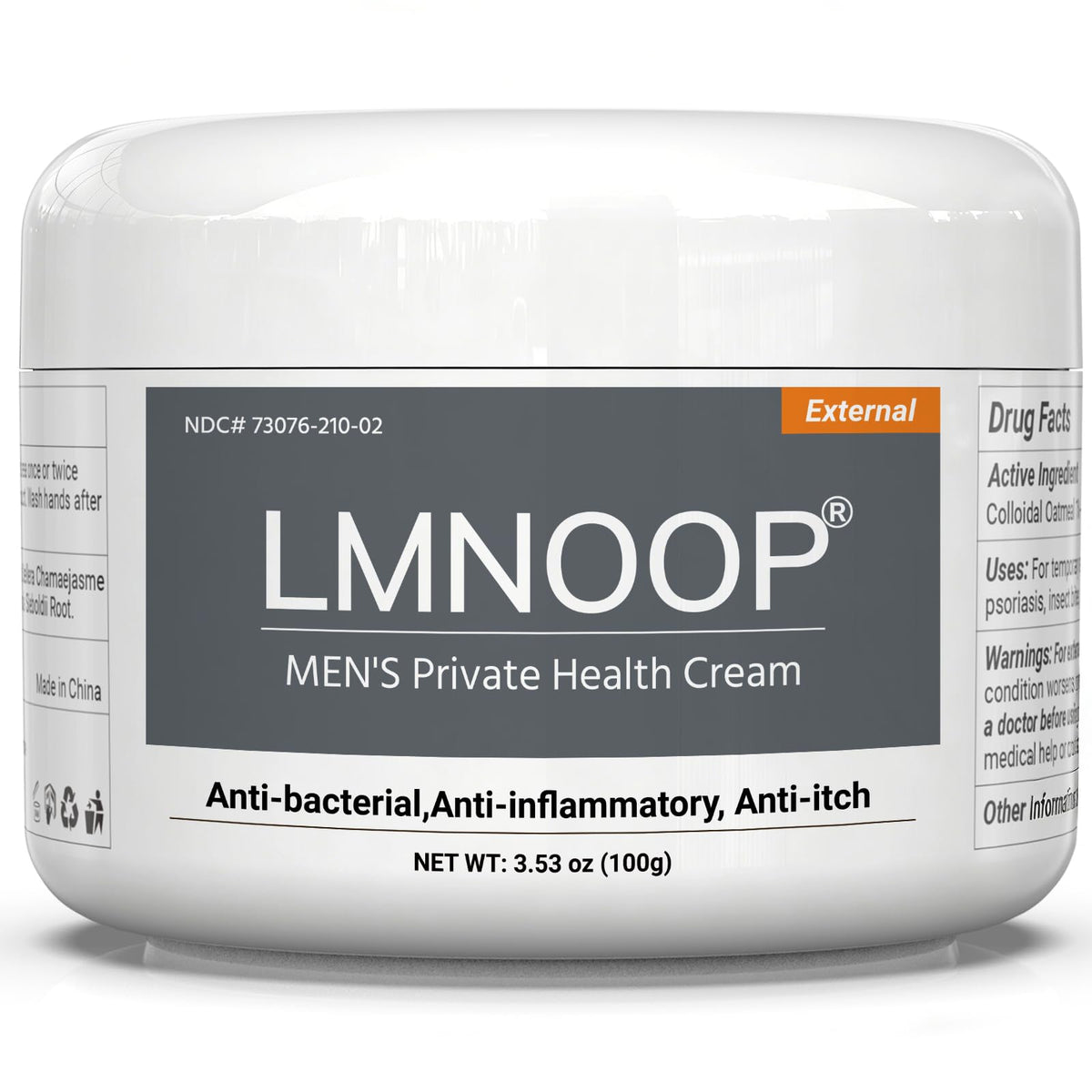 LMNOOP crema íntima masculina en envase, aplicación fácil para uso diario.