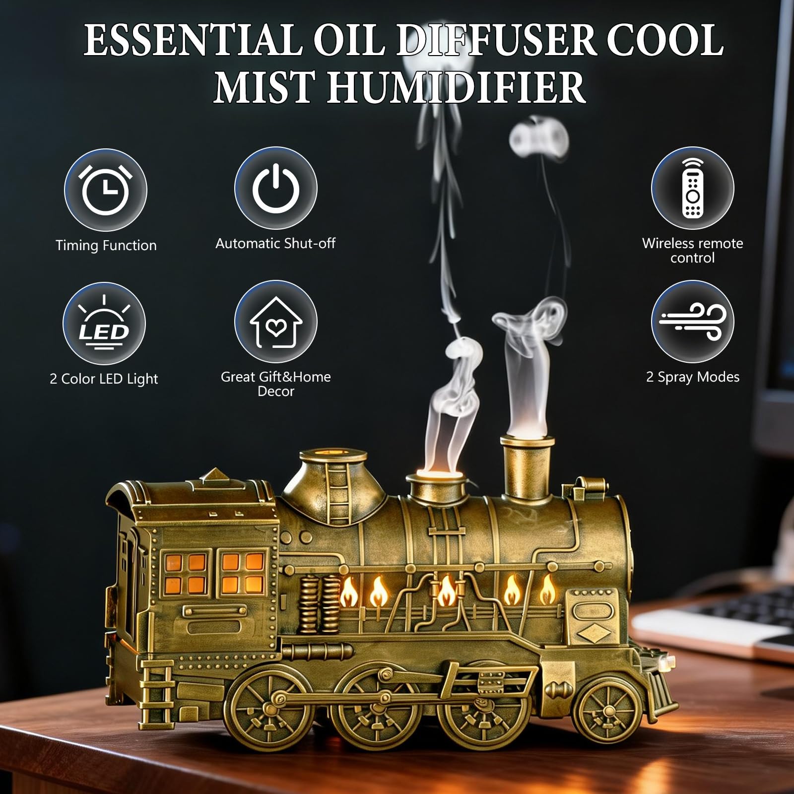 LocdHiue tren cobre decoración para hogar y oficina