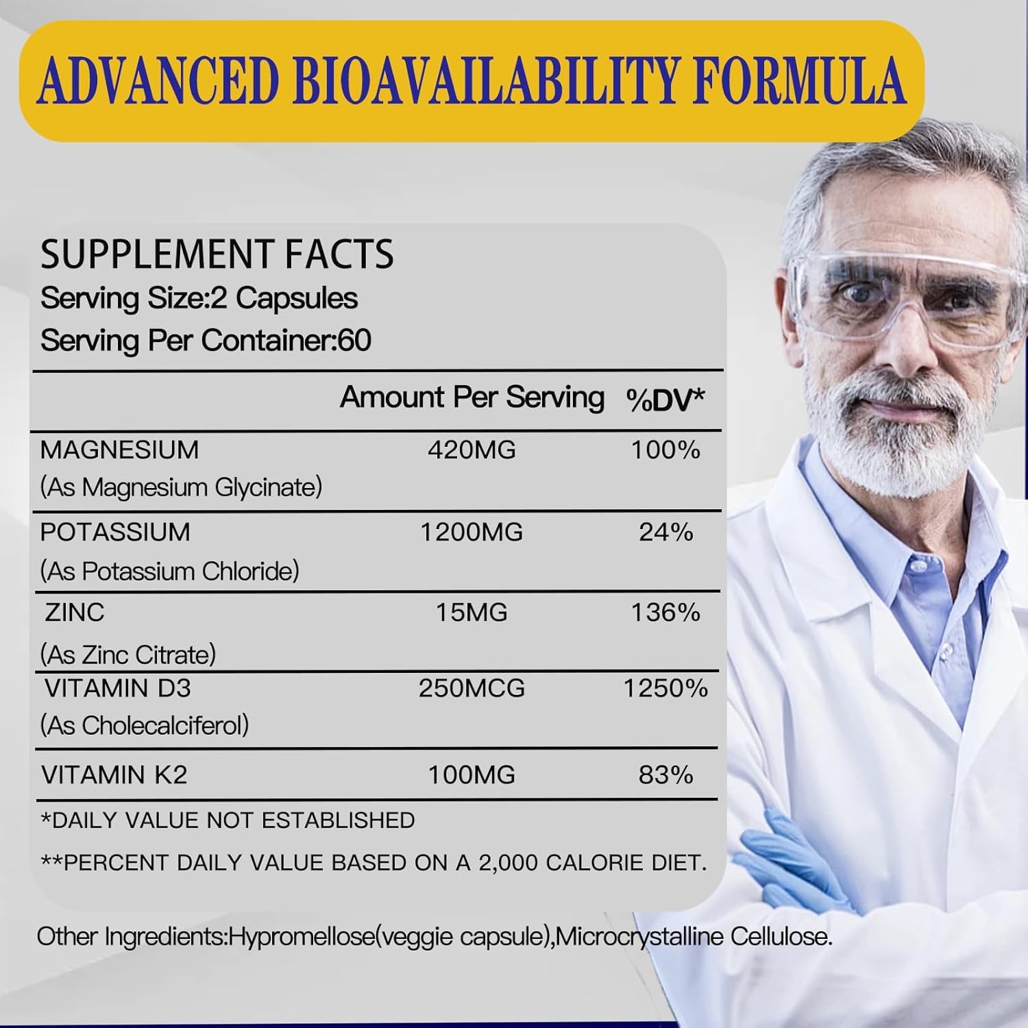 Lofei mezcla 5 en 1 de minerales y vitaminas en cápsulas veganas.