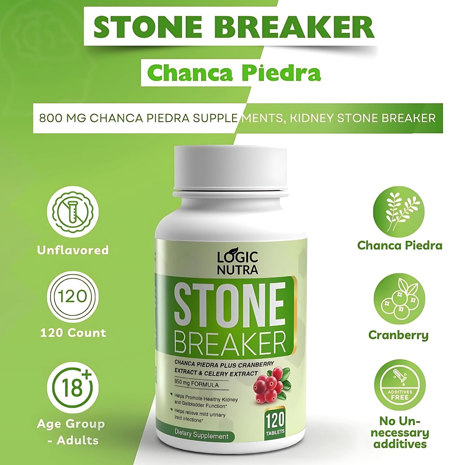 Logic Nutra Chanca Piedra, extracto de apio en formulación de 800 mg