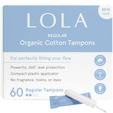 Tampones LOLA de algodón orgánico en caja para uso diario.