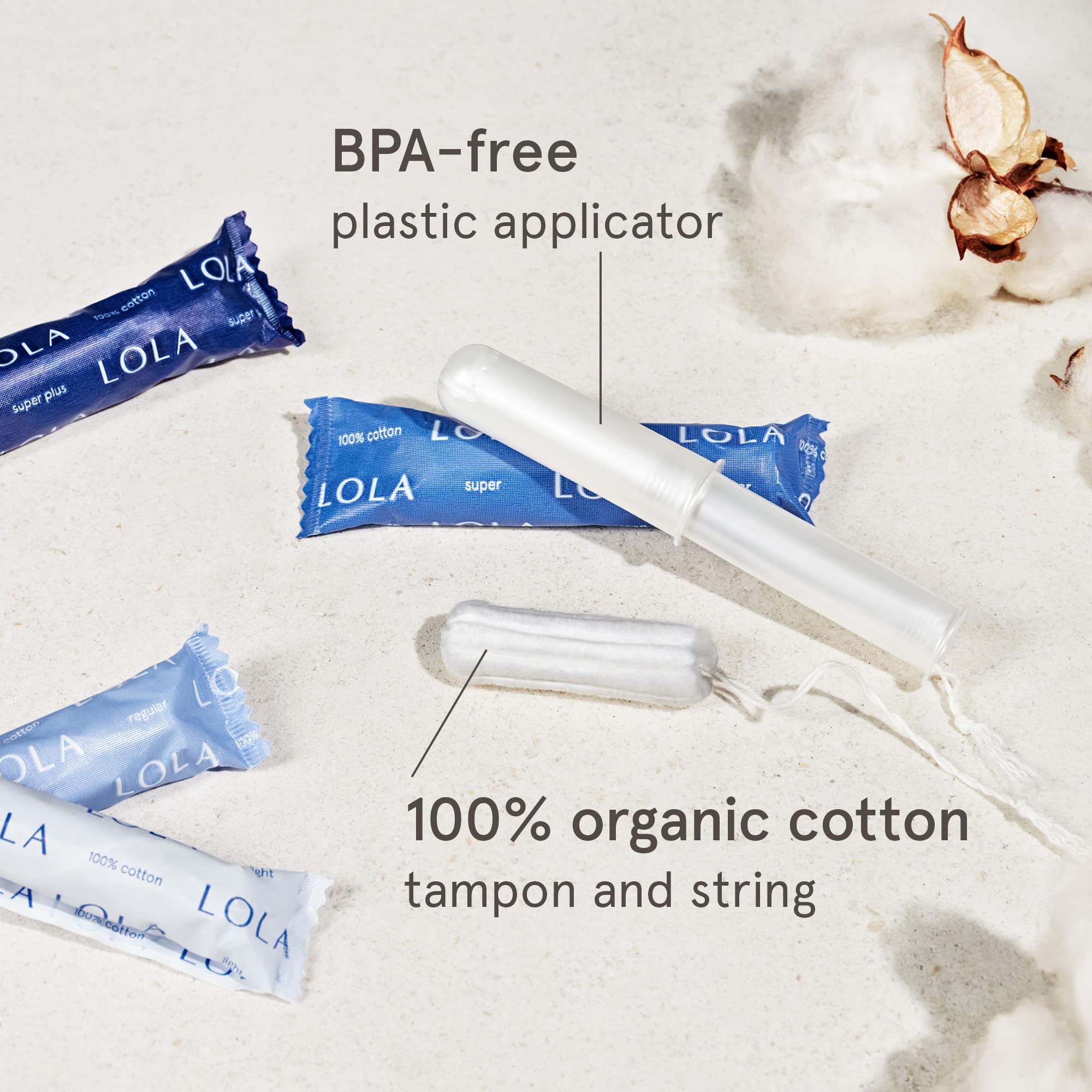 Tampones LOLA Regular con aplicador plástico para mayor protección diaria.