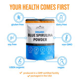 Etiqueta USDA certificada en Lone Star Botanicals espirulina azul