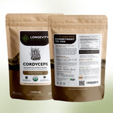 Color y textura del polvo Cordyceps Longevity Botanicals