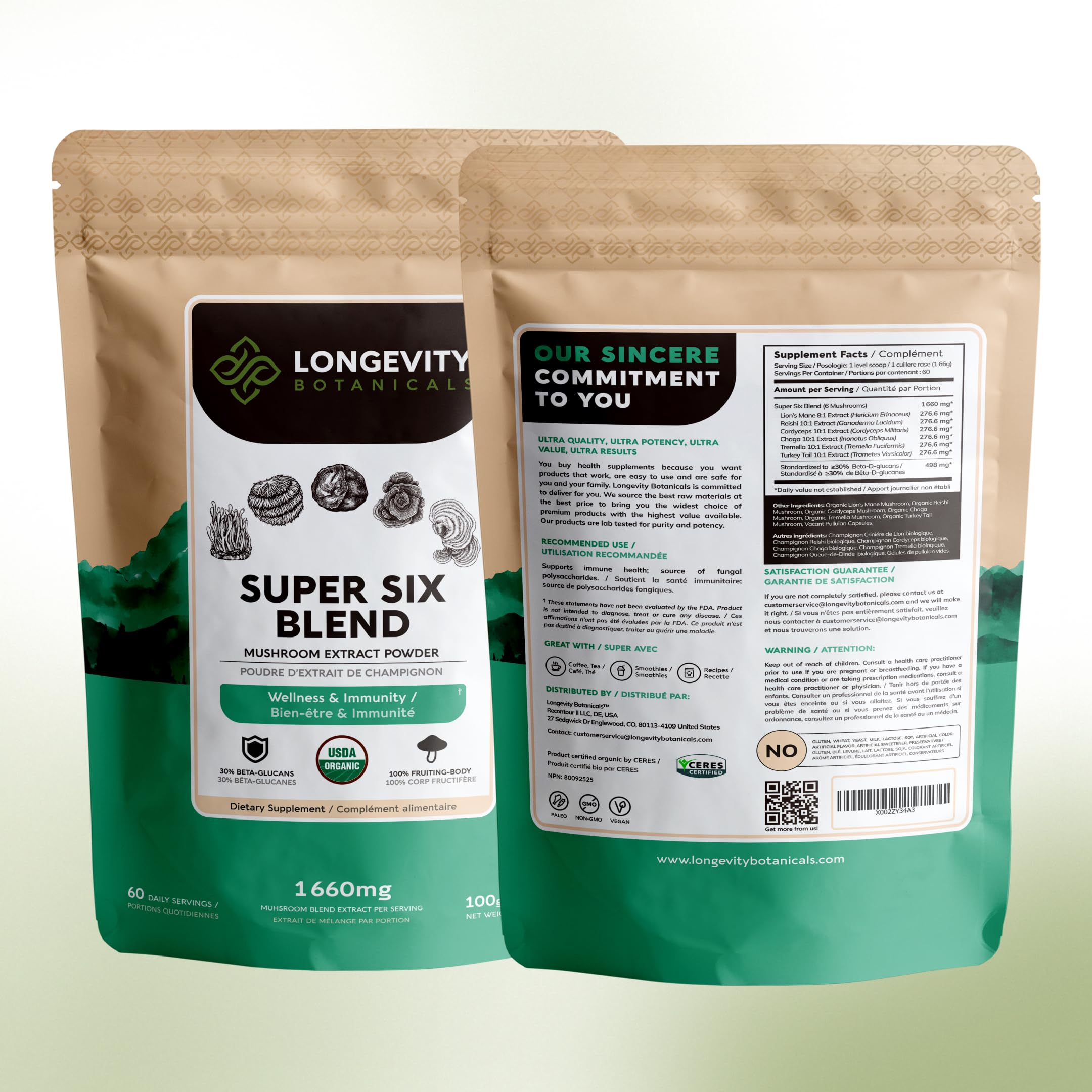 Longevity Botanicals, cucharita de dosificación, experiencia de uso más cómoda.