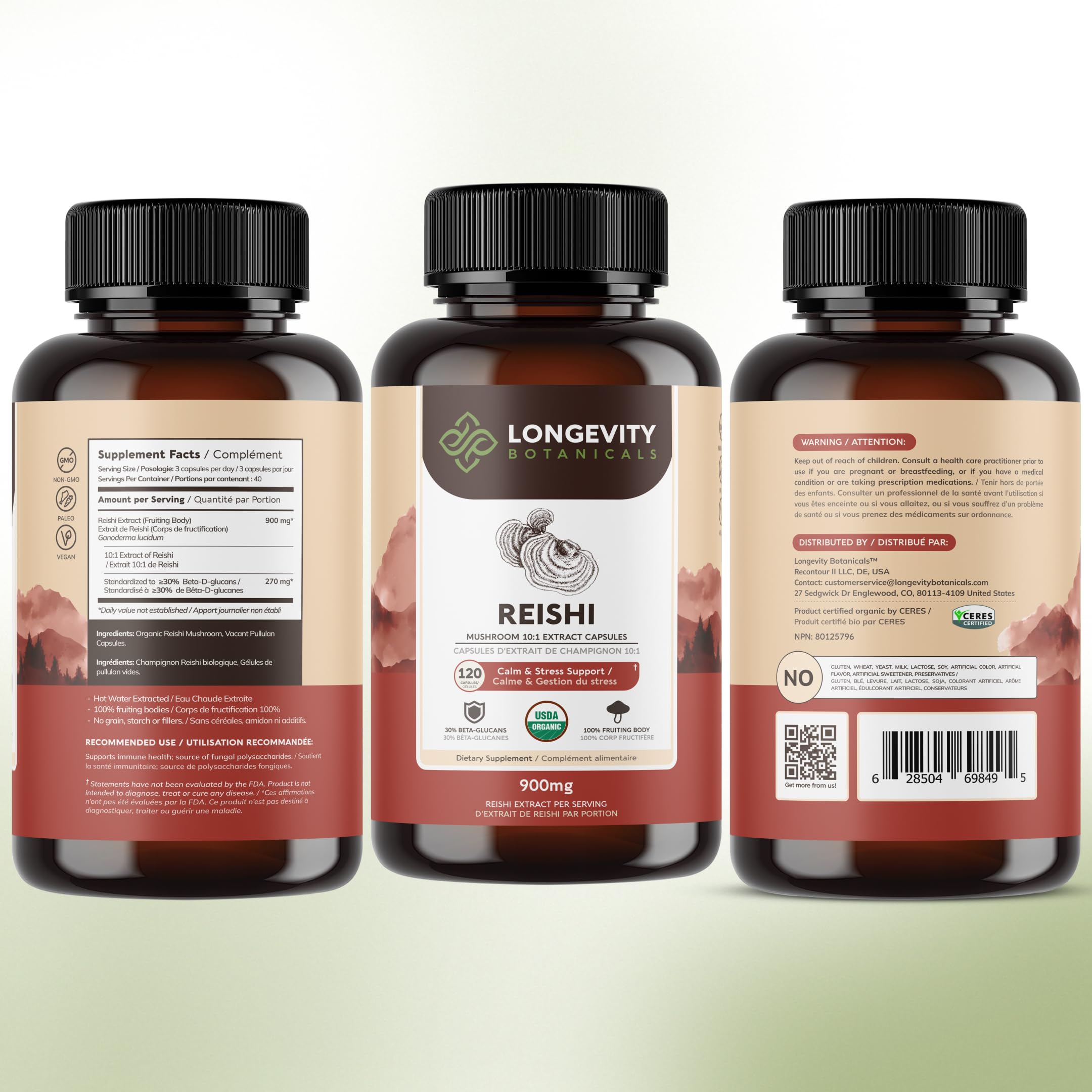 Longevity Botanicals Reishi paisaje natural sugiere bienestar.