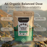 Longevity Botanicals, hongo reishi polvo, aroma terroso y calma sostenida.