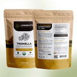 Longevity Botanicals Tremella dosis de 1,660 mg por porción para uso diario cómodo.