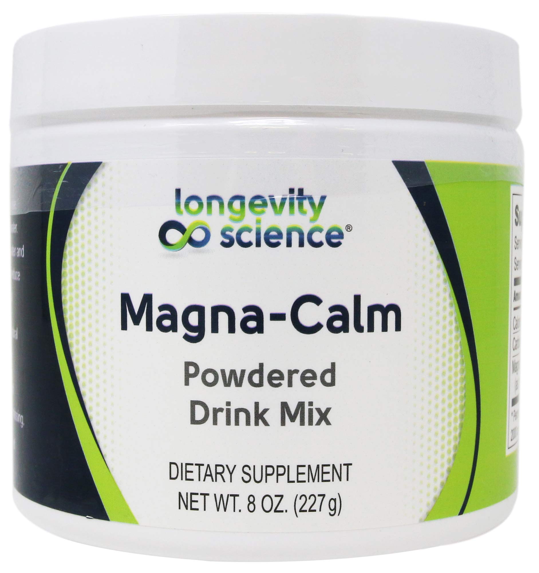 Longevity Magna-Calm en envase de 8 onzas con magnesio de alta absorción