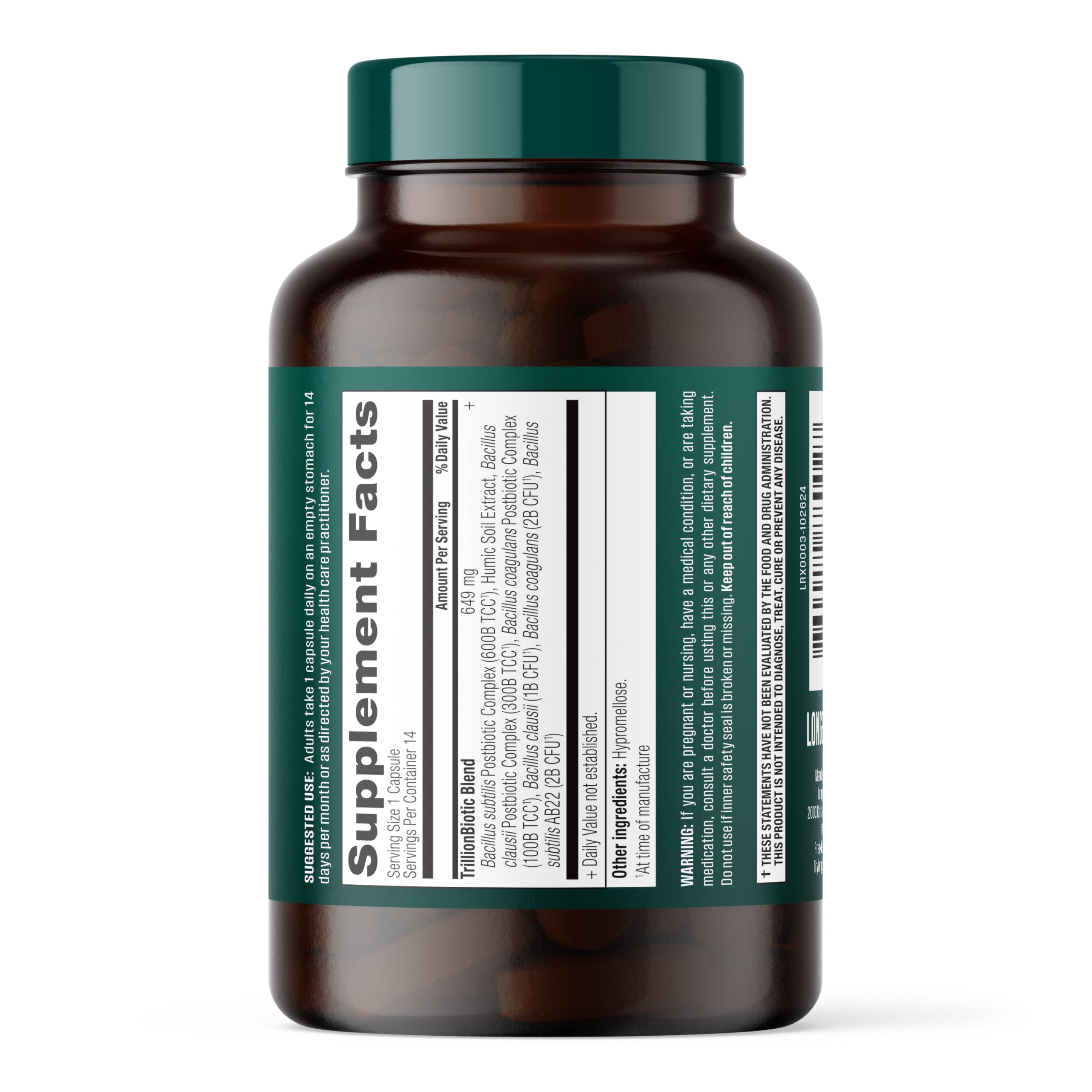 Longevity Rx Probiótico Trillón, envase en su entorno, ideal para rutina de bienestar diario