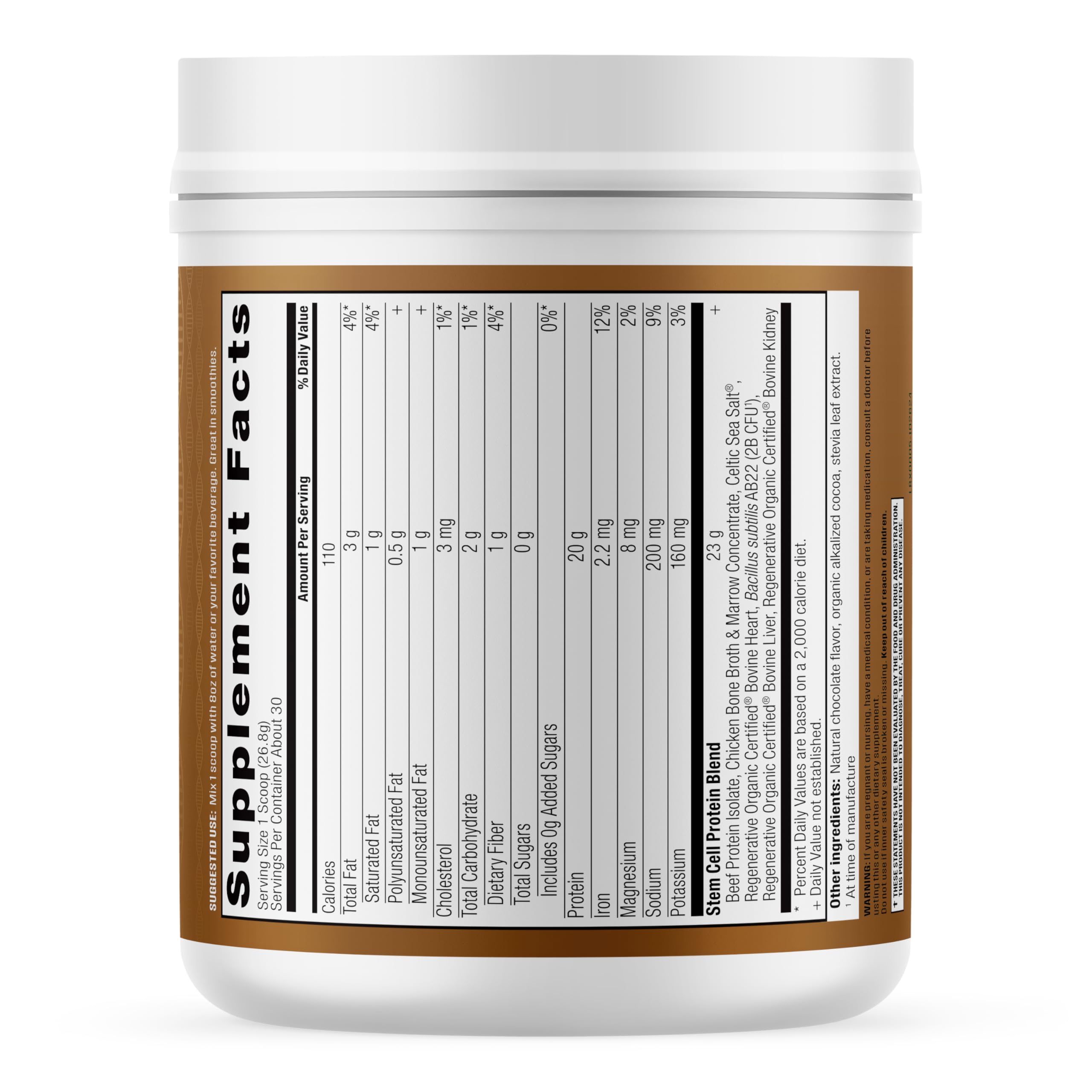 Longevity Rx Proteína de Células Madre Chocolate, sabor chocolate cremoso para disfrutar sin esfuerzo.