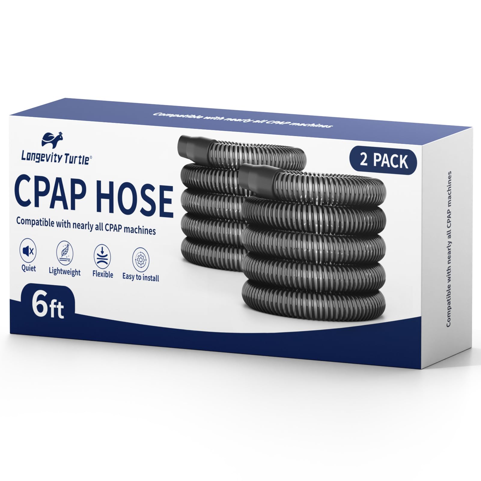 Longevity Turtle CPAP manguera de seis pies para mayor libertad nocturna