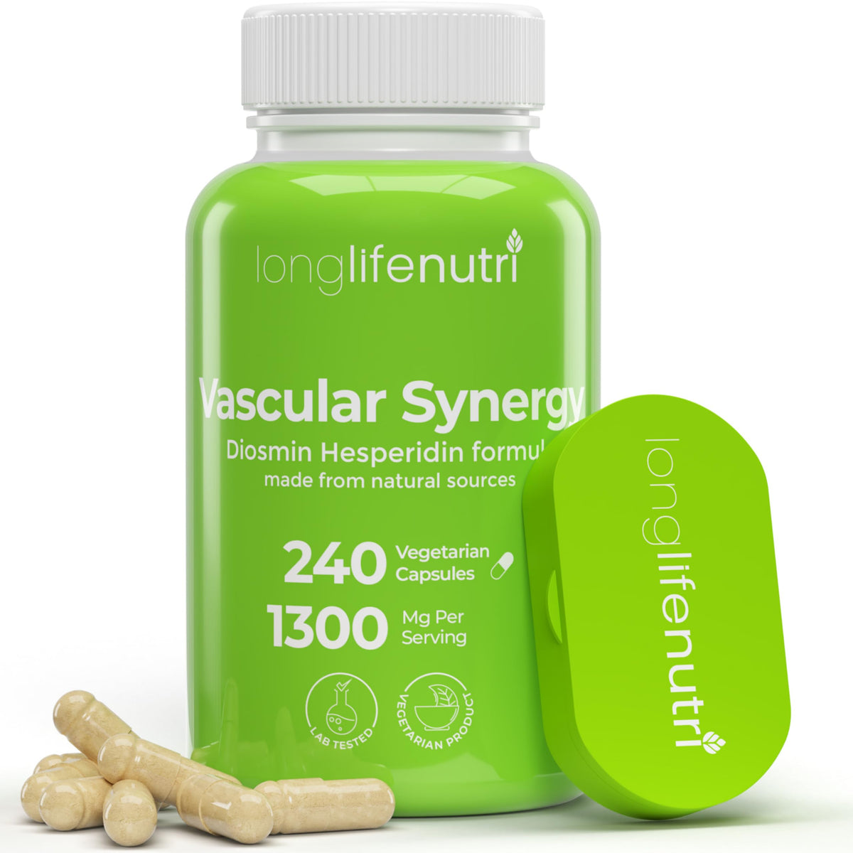 LongLifeNutri cápsulas de diosmina hesperidina 1000 mg/300 mg para circulación diaria.