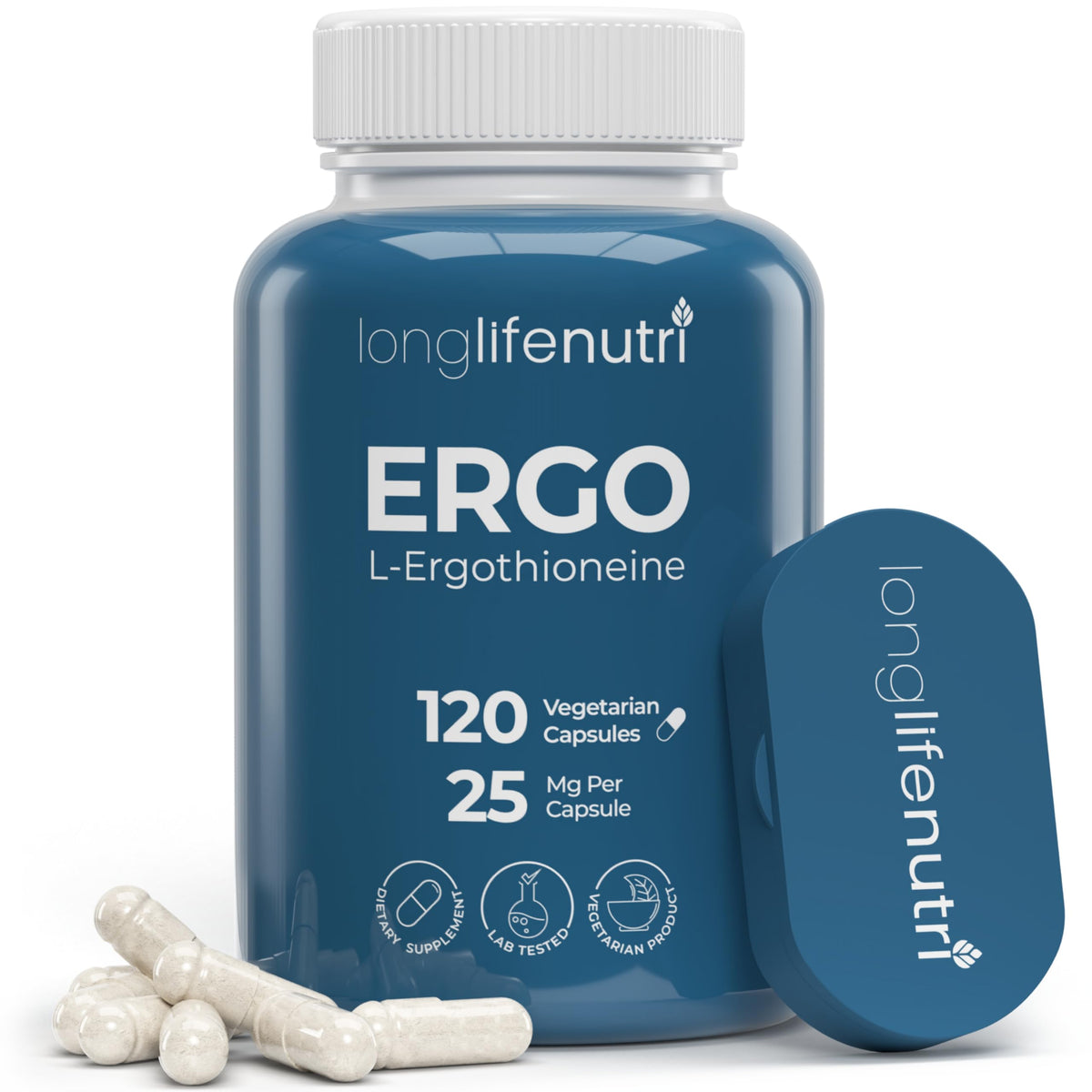 LongLifeNutri L-Ergothioneine 25 mg, cápsulas para rutina diaria
