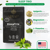 LongLiv Sleep Trio, dosis apigenina 50 mg para relajación suave.
