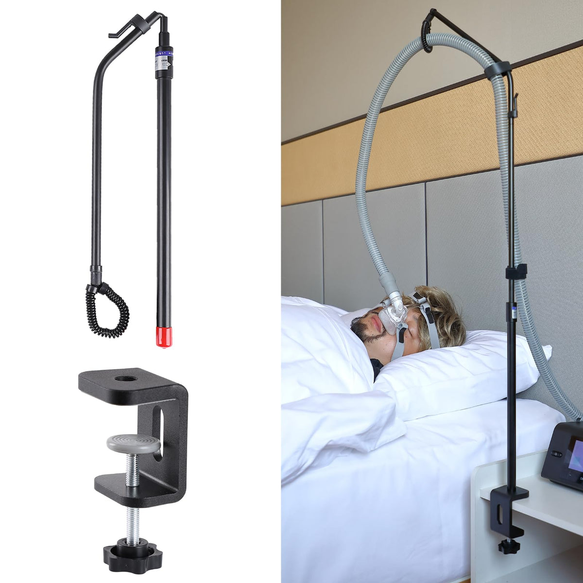 Lonyeon portamangueras CPAP con abrazadera: mantiene la manguera estable durante la noche