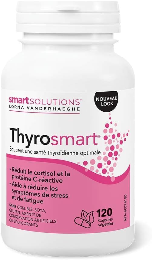 Etiqueta frontal de Thyrosmart con marca y dosis sugeridas.