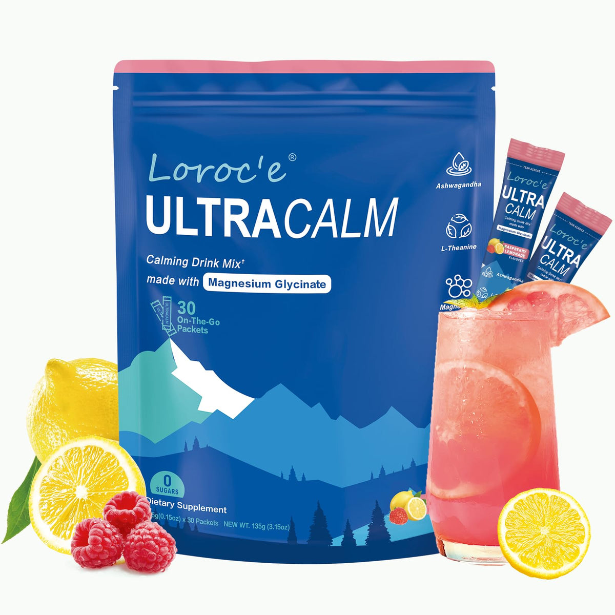Loroc'e Ultracalm sabor frambuesa-limón, bebida relajante para el día a día