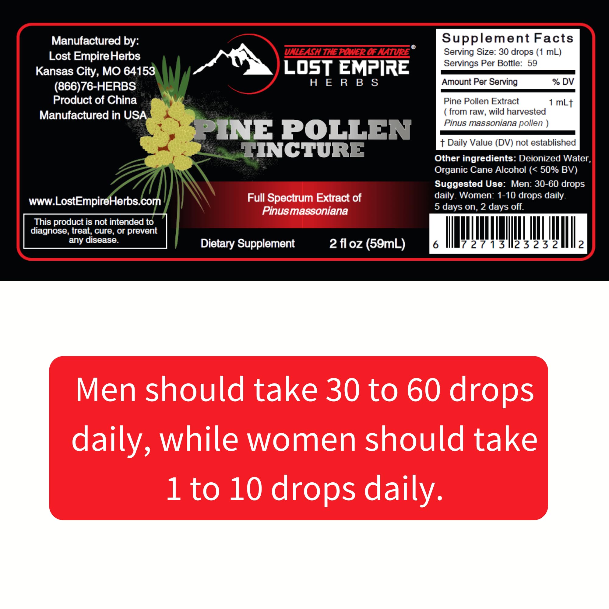 Aroma natural de pino en tintura Lost Empire Herbs para ritual diario.