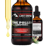 Tintura de polen de pino Lost Empire Herbs en frasco de dos onzas, absorción eficiente.
