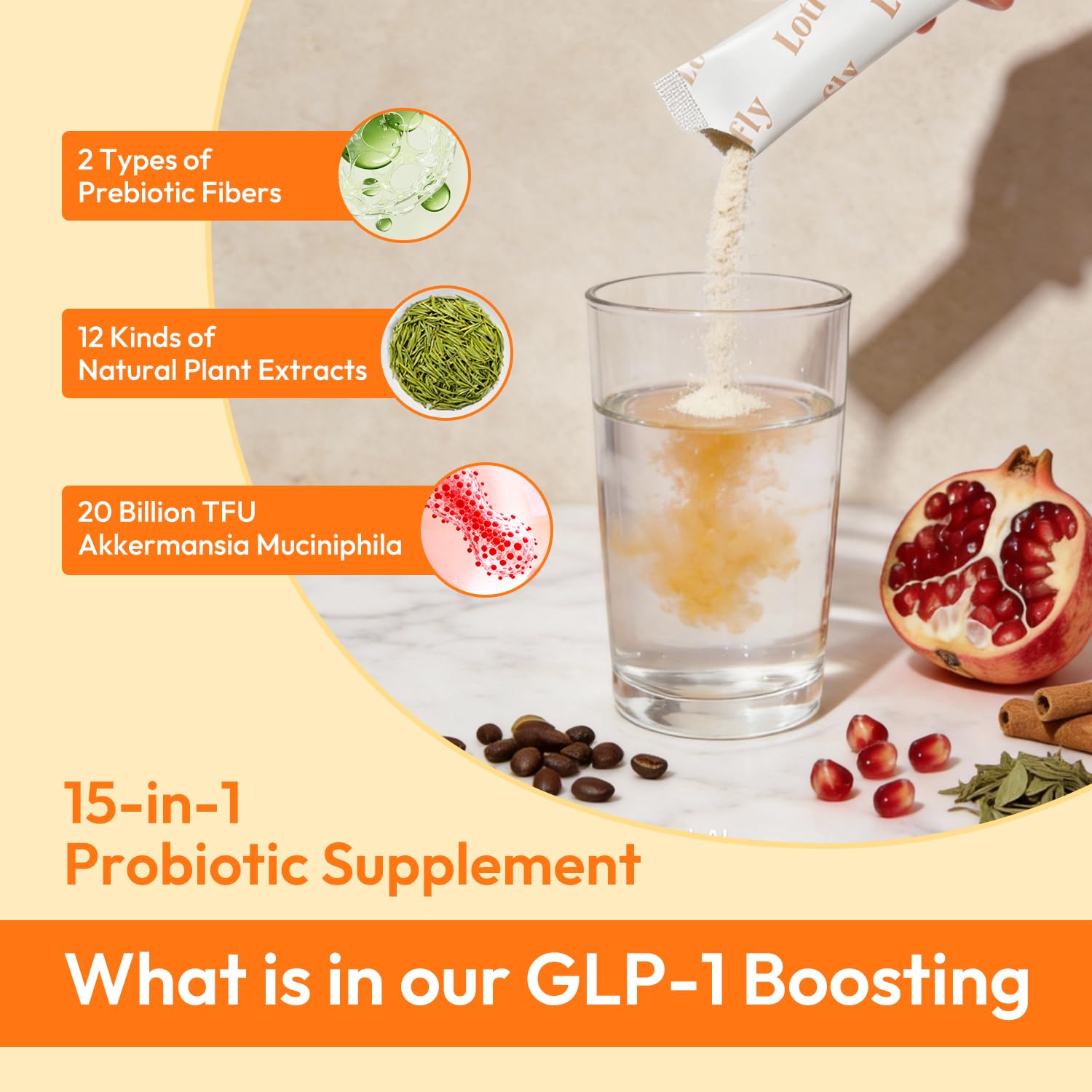 LOTFLY GLP-1 sachets diarios - porciones para consumo rápido.