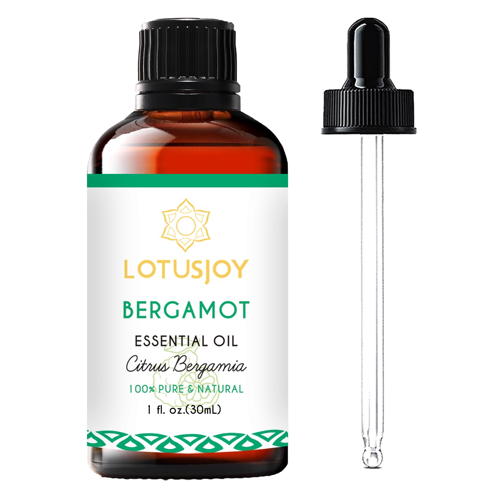LOTUSJOY aceite de bergamota en botella ámbar para aromaterapia suave